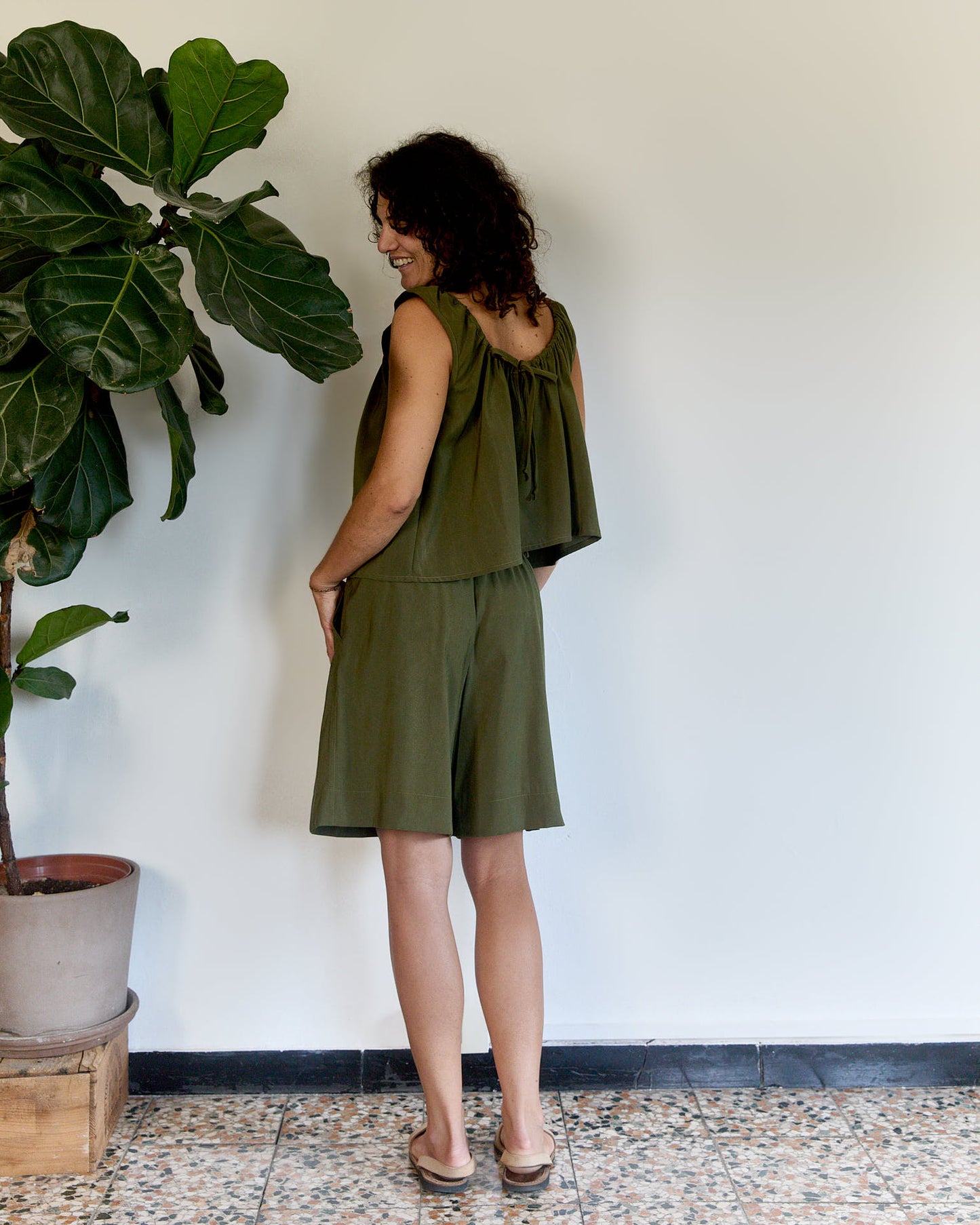 Peach Pink Viscose Shorts