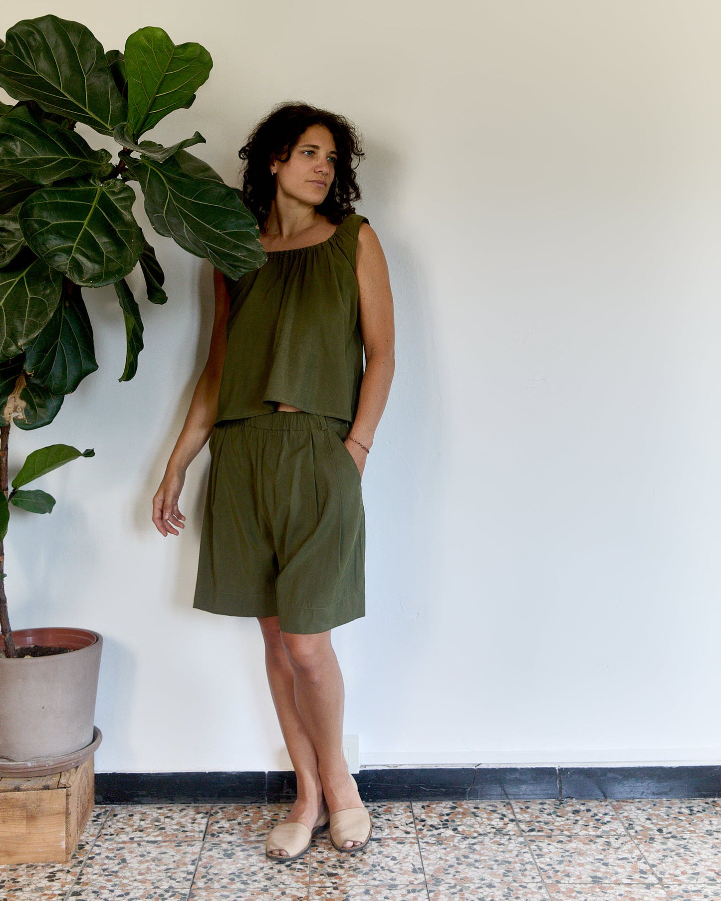 Peach Pink Viscose Shorts