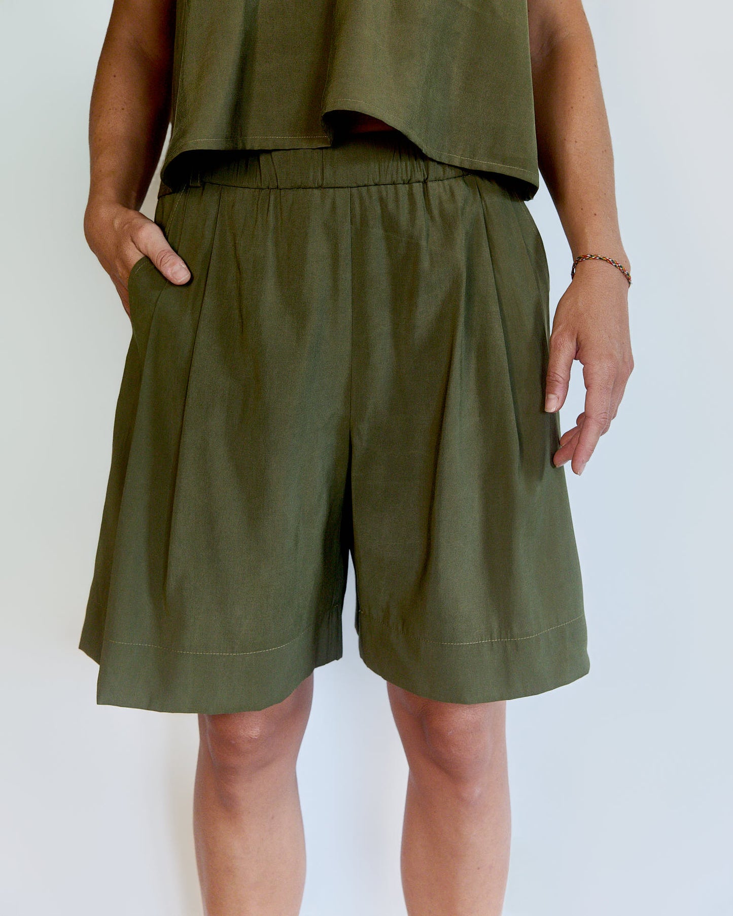 Peach Pink Viscose Shorts