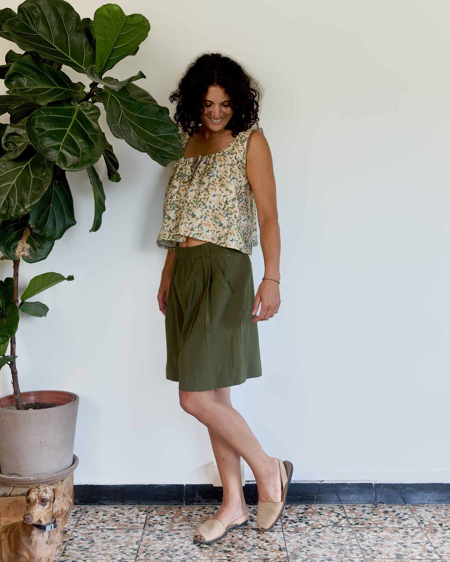 Peach Pink Viscose Shorts