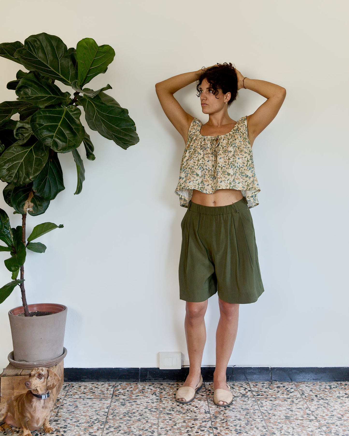 Peach Pink Viscose Shorts