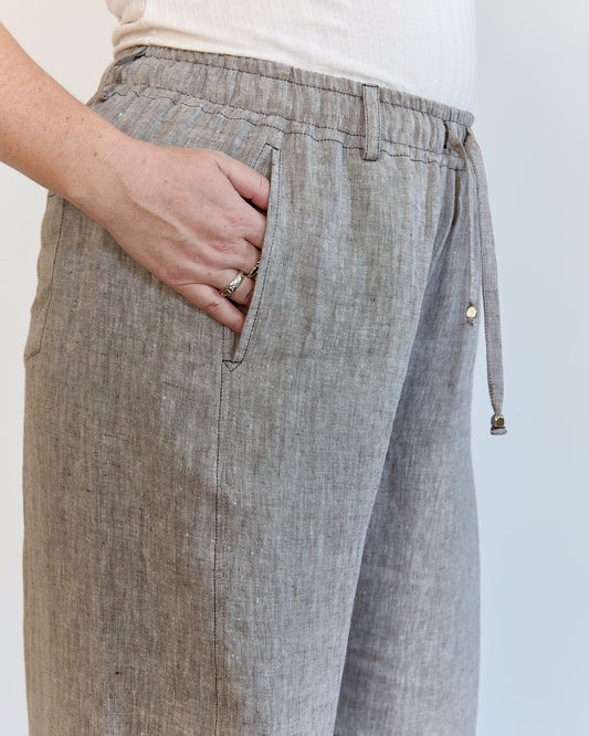 Pantalone Anciua estivo | Con coulisse in lino Pietra