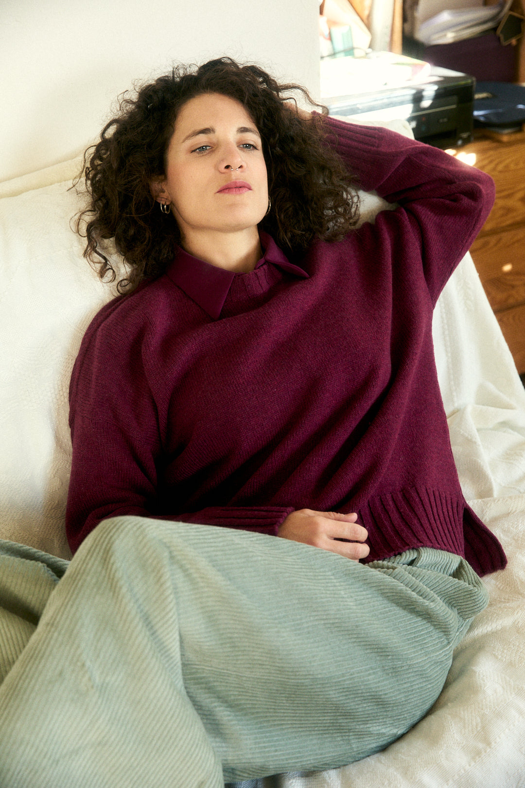 Maglione Tramontana in Prugna Lampone