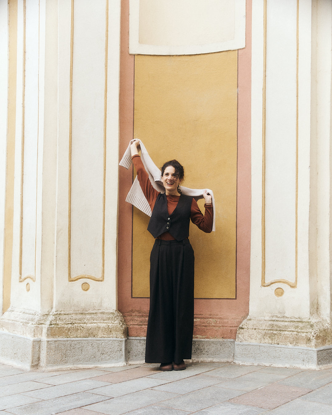 Pantalone palazzo Cianìn in lana Cacao