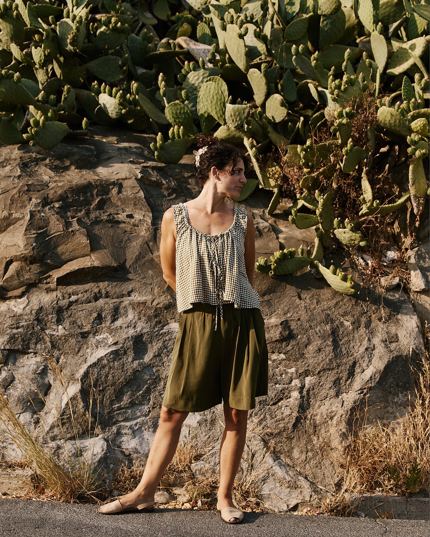 Peach Pink Viscose Shorts
