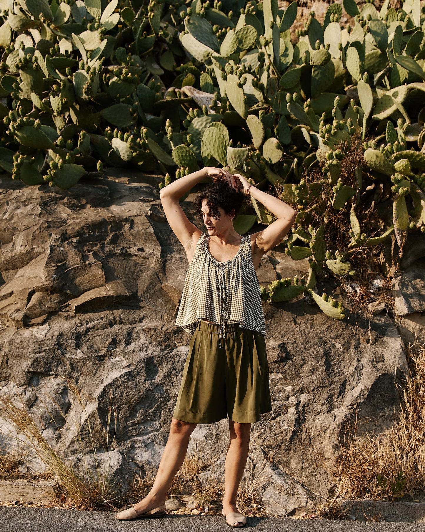 Peach Pink Viscose Shorts