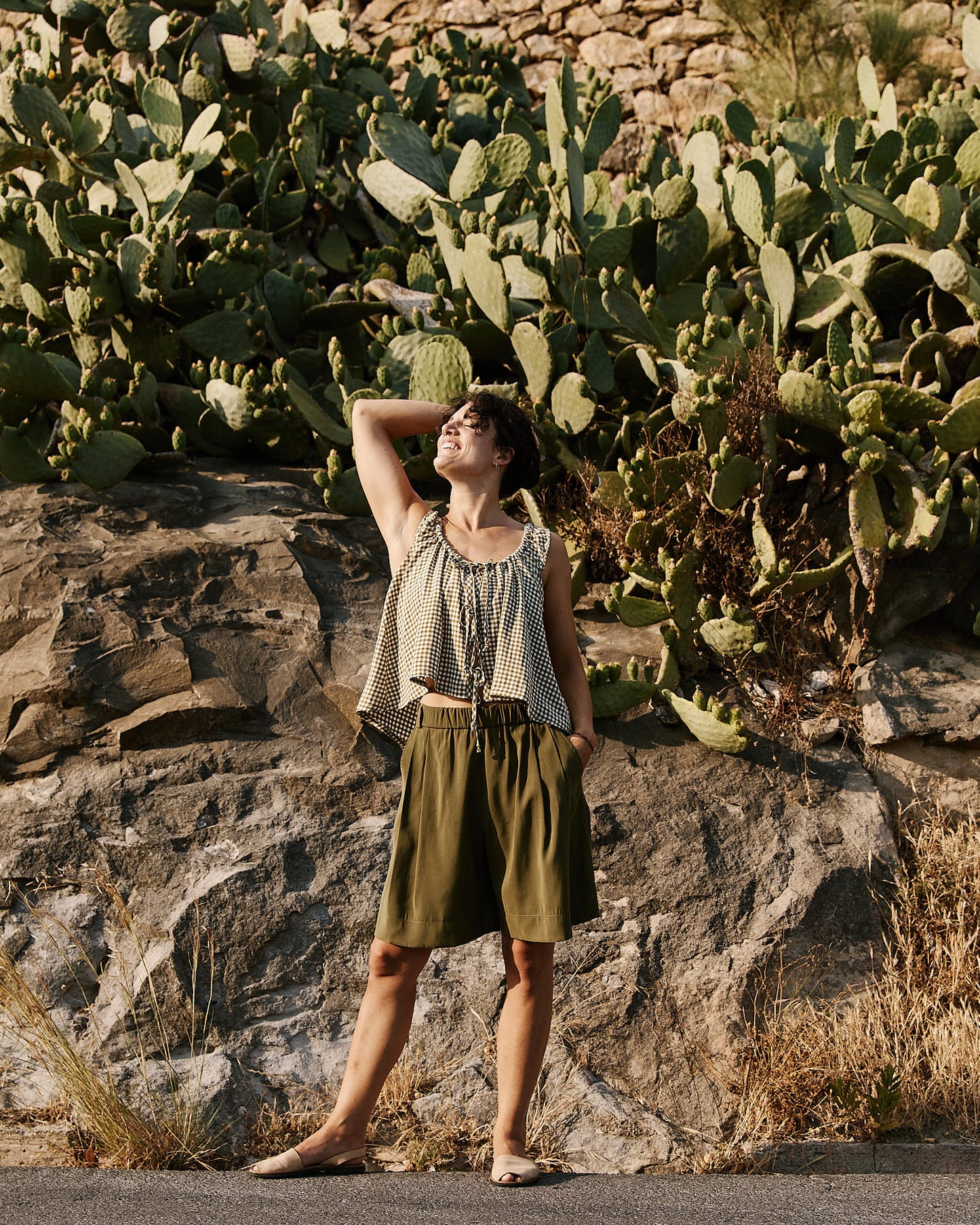 Peach Pink Viscose Shorts
